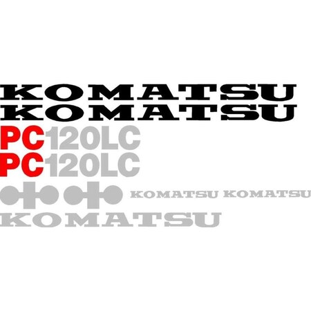 Aftermarket Komatsu PC 120LC Excavator Decal Set (without White Stripe) KMPC120LCDECALSET
